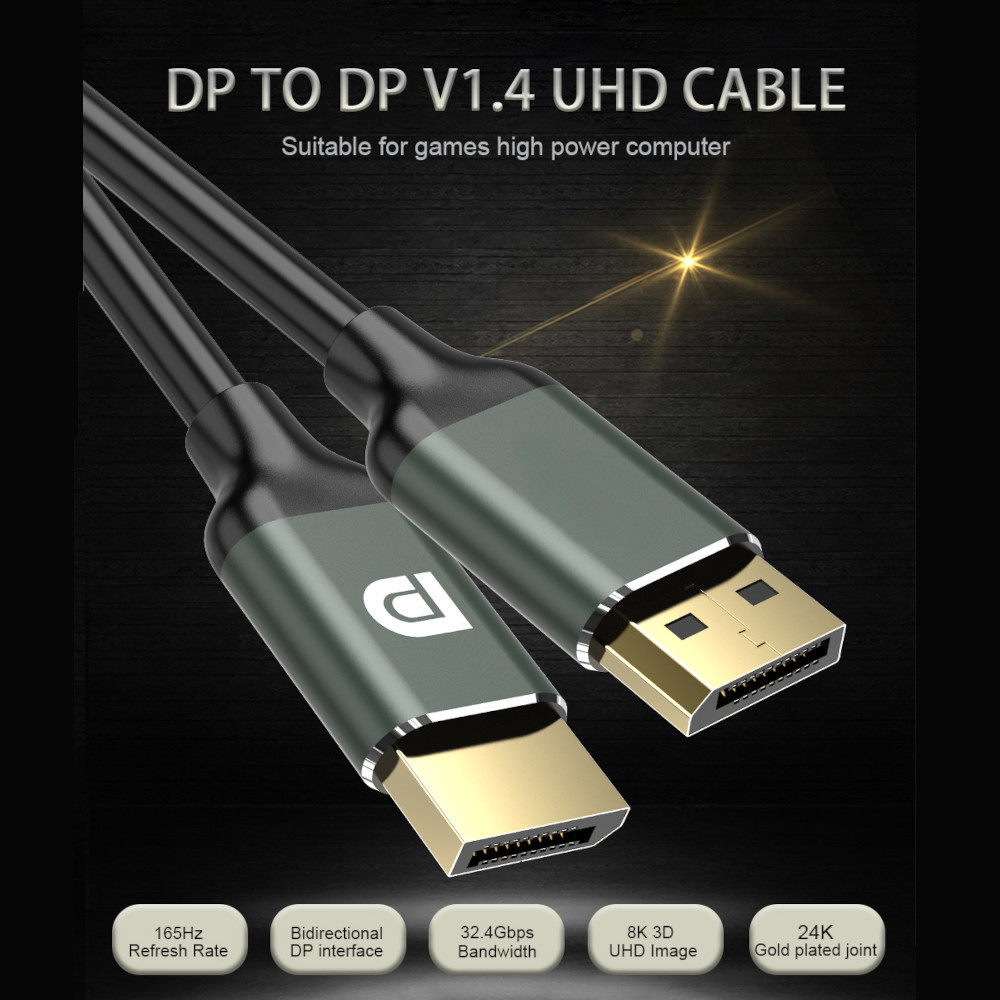 Cabo Display Port Versão 1.4 8K 60Hz 4K 144Hz 2K 165Hz