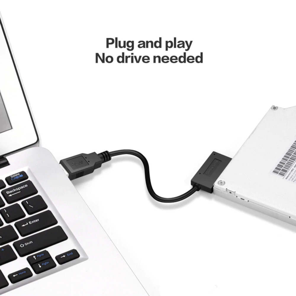 Adaptador Drive DVD, CD, Mini Sata Slimline para USB